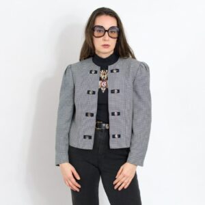 Black white wool blazer